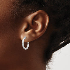 Rhodium-plated Silver 2.5x15mm Non-Pierced Hoop Earrings