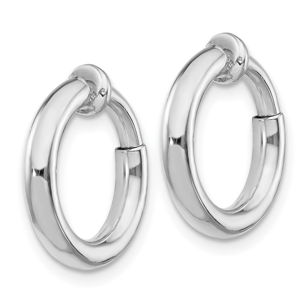 Rhodium-plated Silver 2.5x10mm Non-Pierced Hoop Earrings