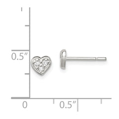 Sterling Silver CZ Heart Post Earrings