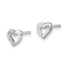 Rhodium-plated Sterling Silver Open Heart Post Earrings