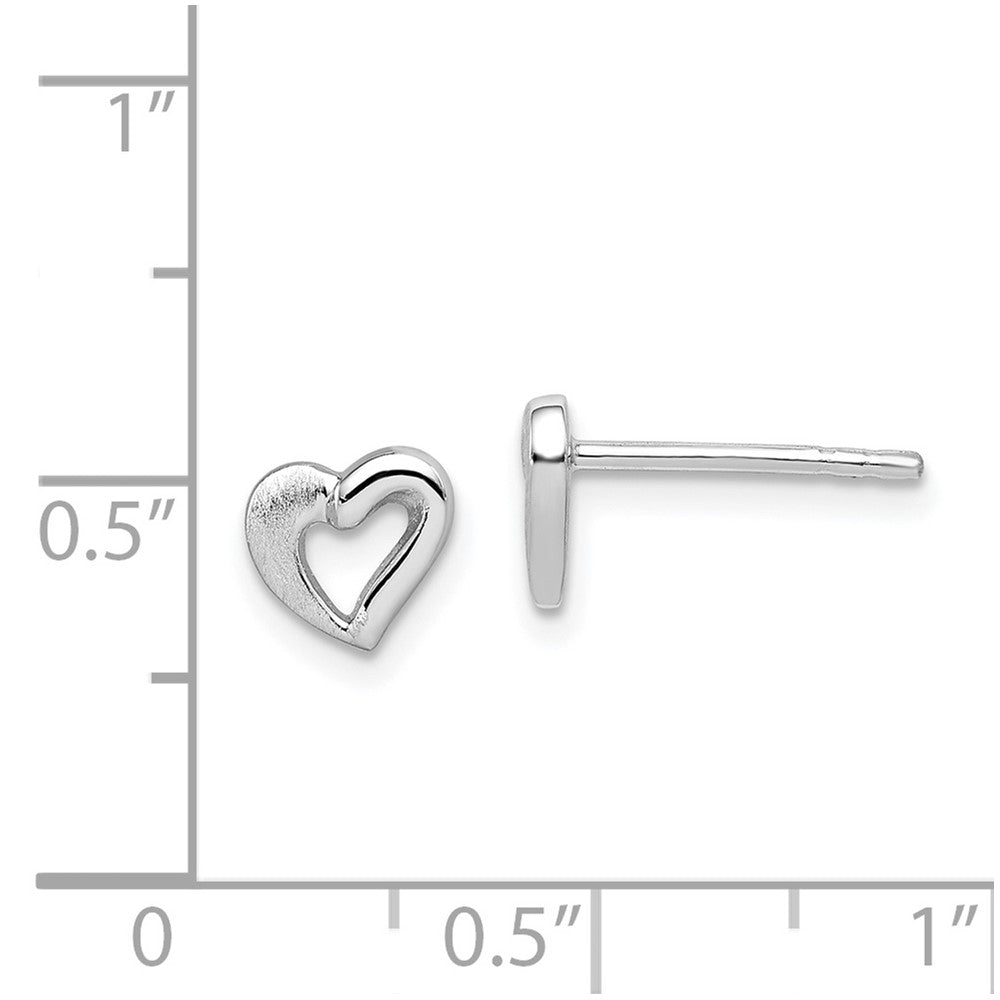 Rhodium-plated Sterling Silver Open Heart Post Earrings