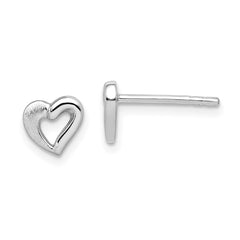 Rhodium-plated Sterling Silver Open Heart Post Earrings