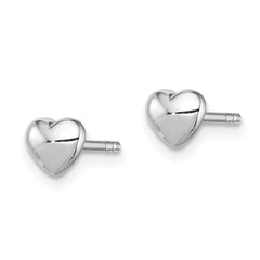 Rhodium-plated Sterling Silver Polished Heart Post Earrings