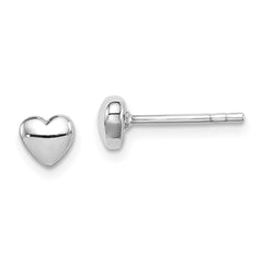 Rhodium-plated Sterling Silver Polished Heart Post Earrings