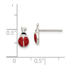 Sterling Silver Enamel Lady Bug Post Earrings