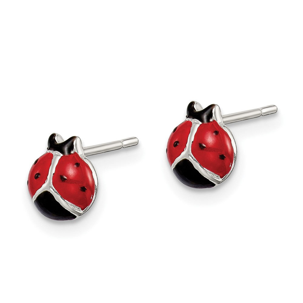 Sterling Silver Enamel Lady Bug Post Earrings