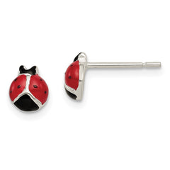 Sterling Silver Enamel Lady Bug Post Earrings