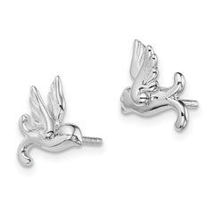 Rhodium-plated Sterling Silver Bird Post Earrings