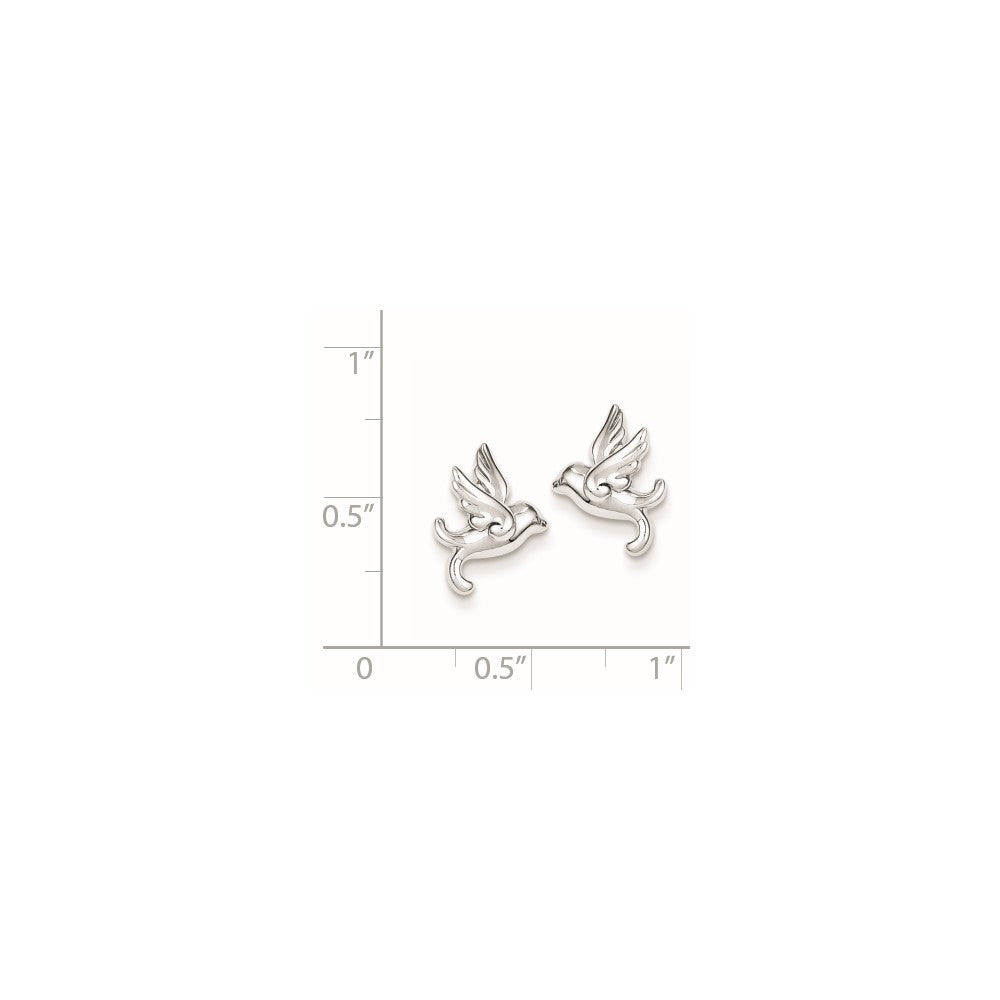 Rhodium-plated Sterling Silver Bird Post Earrings