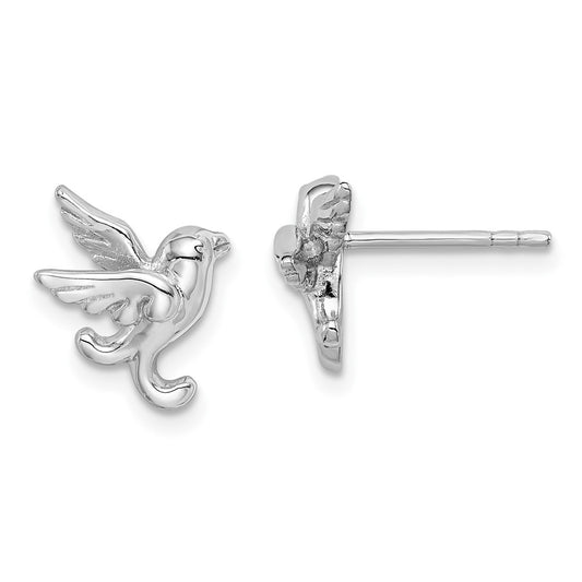 Rhodium-plated Sterling Silver Bird Post Earrings