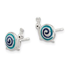 Sterling Silver Enameled Snail Post Earrings