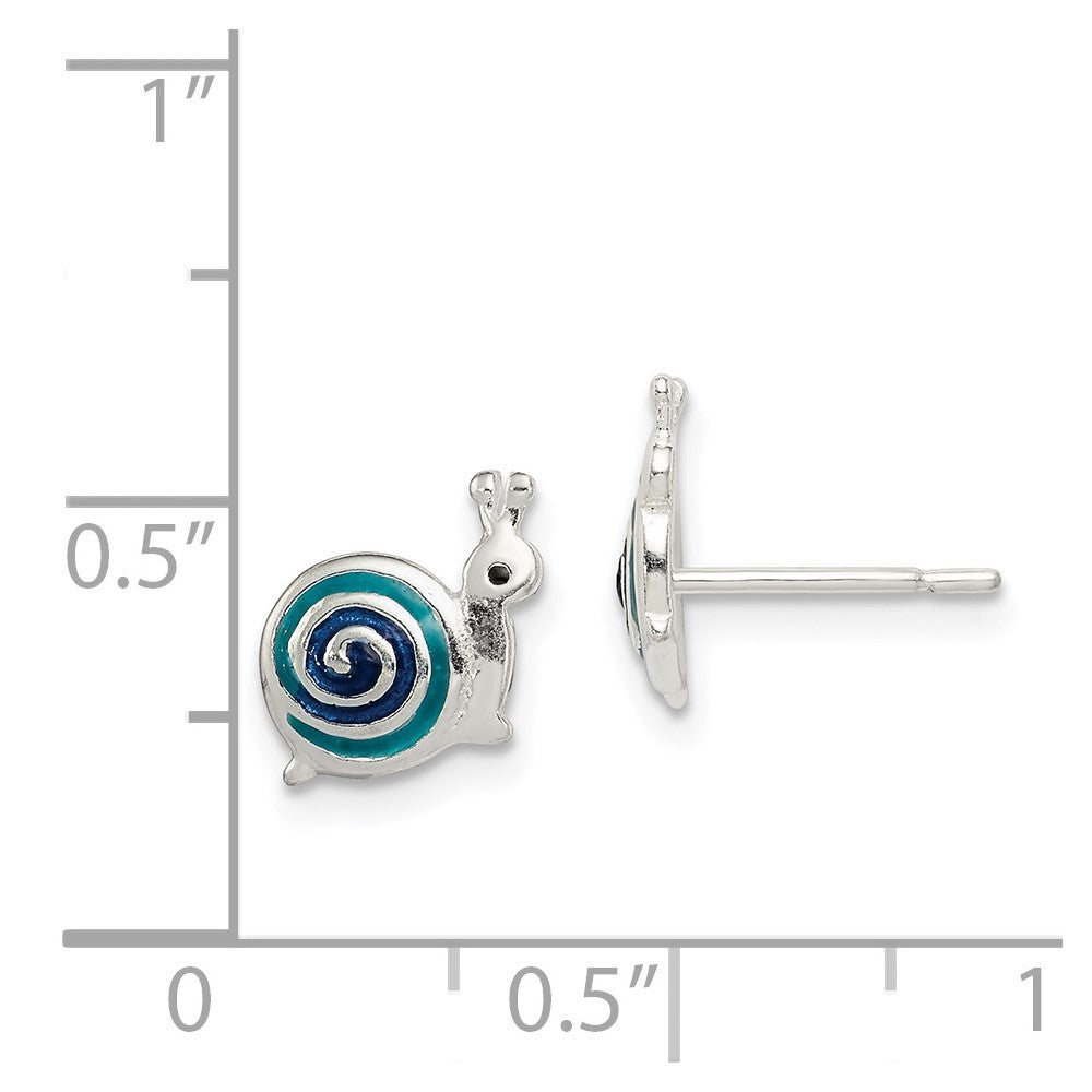 Sterling Silver Enameled Snail Post Earrings