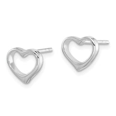 Rhodium-plated Sterling Silver Open Heart Post Earrings