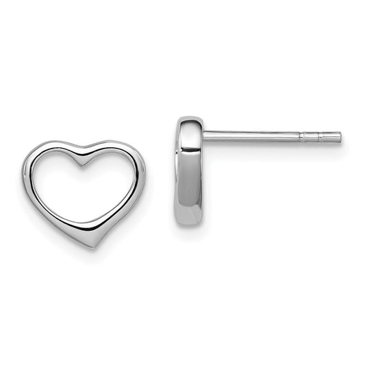 Rhodium-plated Sterling Silver Open Heart Post Earrings