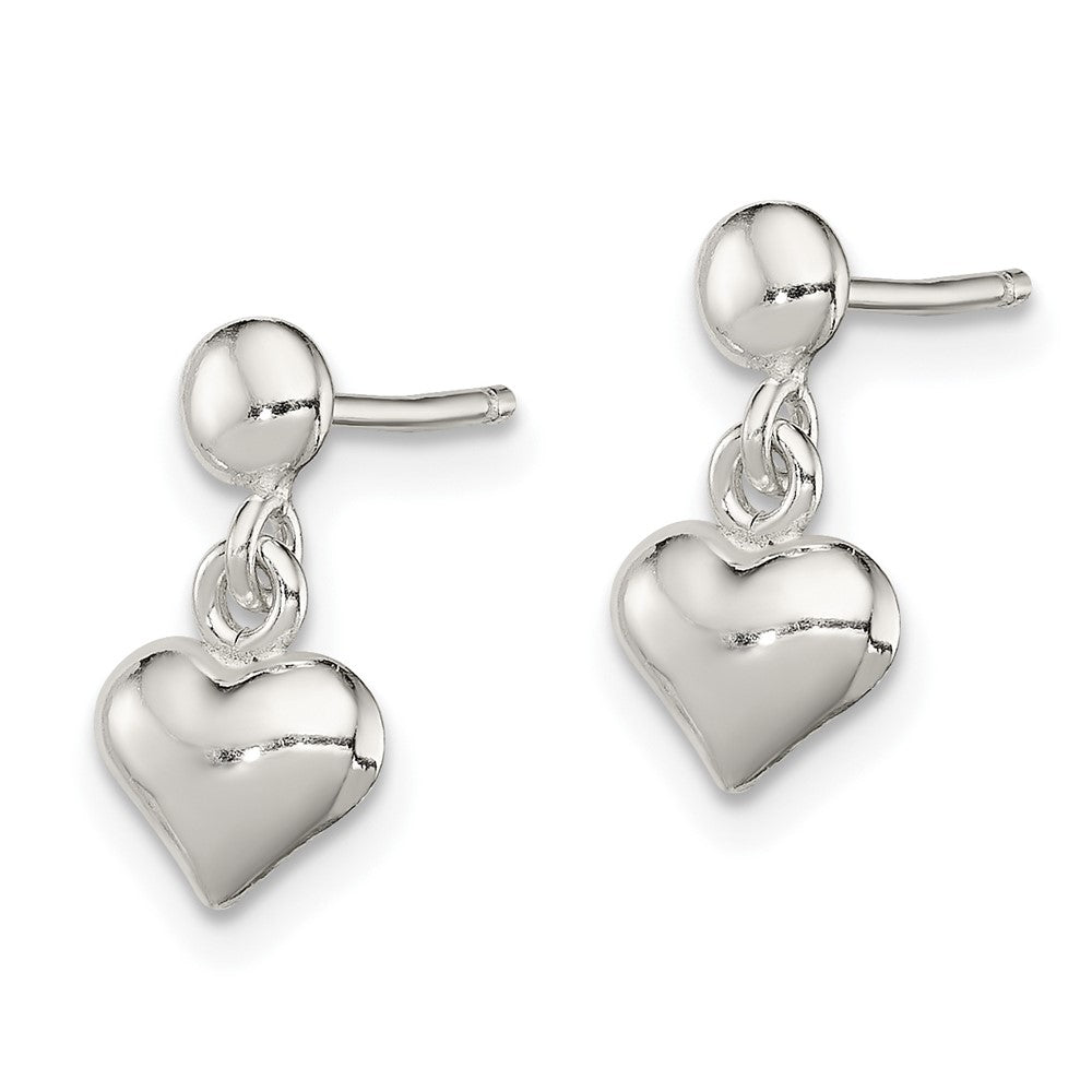 Sterling Silver Dangle Heart Post Earrings