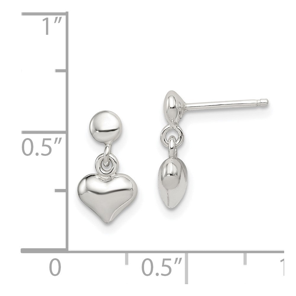 Sterling Silver Dangle Heart Post Earrings