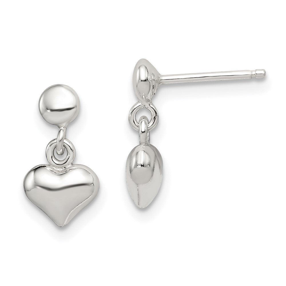 Sterling Silver Dangle Heart Post Earrings