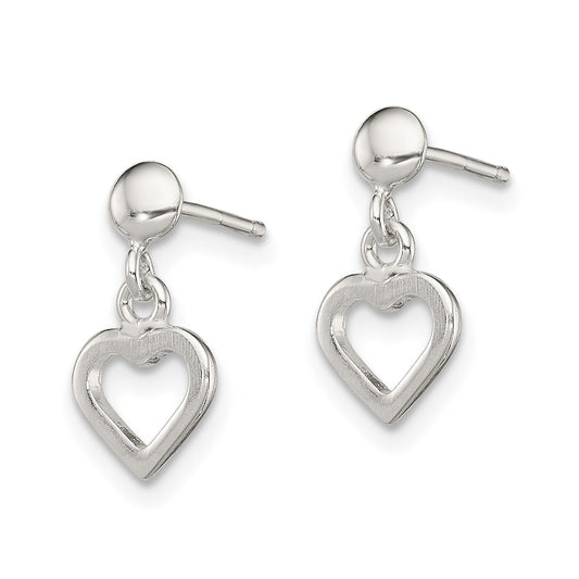 Sterling Silver Dangle Heart Post Earrings