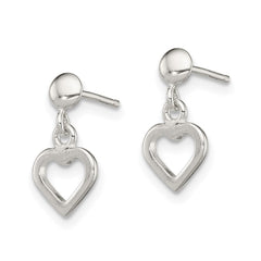 Sterling Silver Dangle Heart Post Earrings