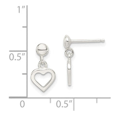 Sterling Silver Dangle Heart Post Earrings