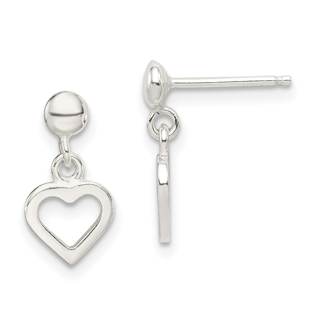 Sterling Silver Dangle Heart Post Earrings