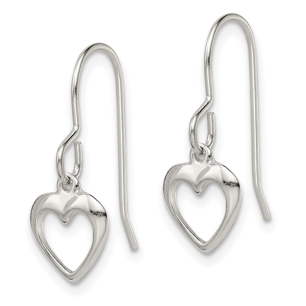 Sterling Silver Heart Dangle Shepherd Hook Earrings