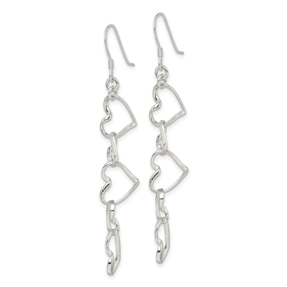 Sterling Silver Heart Dangle Shepherd Hook Earrings