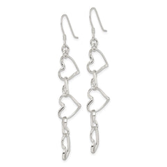 Sterling Silver Heart Dangle Shepherd Hook Earrings