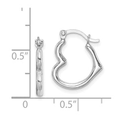 Rhodium-plated Sterling Silver Hollow Heart Hoop Earrings