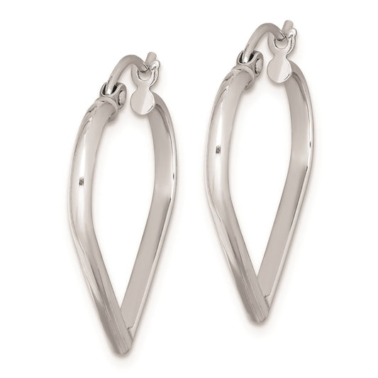 Rhodium-plated Sterling Silver Heart Hoop Earrings