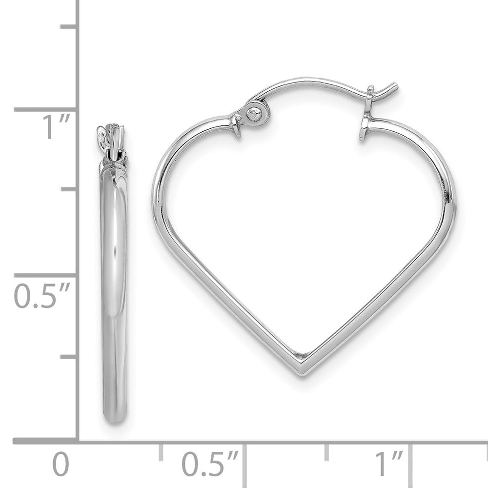 Rhodium-plated Sterling Silver Heart Hoop Earrings