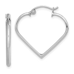 Rhodium-plated Sterling Silver Heart Hoop Earrings