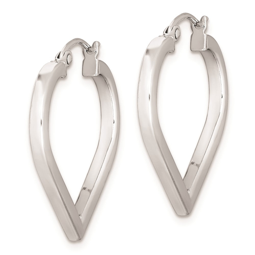 Rhodium-plated Sterling Silver Heart Hoop Earrings