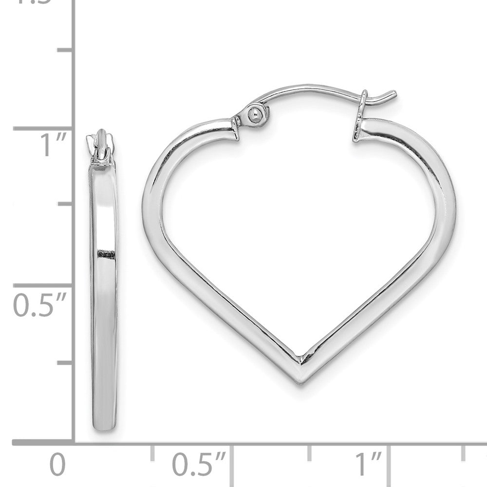 Rhodium-plated Sterling Silver Heart Hoop Earrings