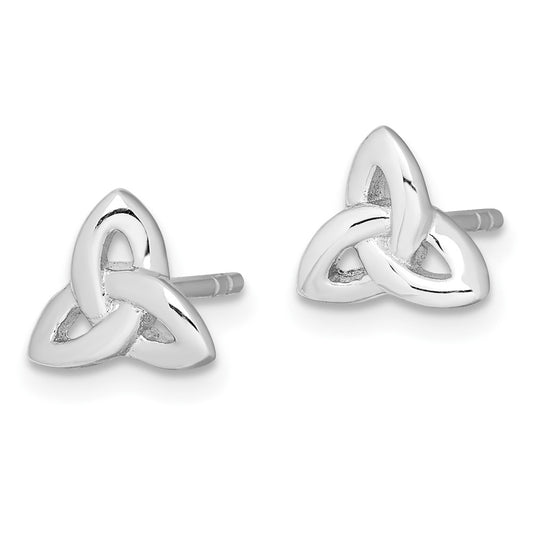 Rhodium-plated Sterling Silver Trinity Symbol Post Earrings