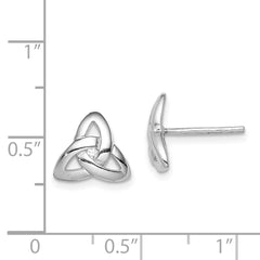 Rhodium-plated Sterling Silver Clear CZ Trinity Symbol Post Earrings