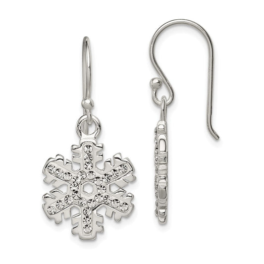 Sterling Silver Stellux Crystal Snowflake Shepherd Hook Earrings
