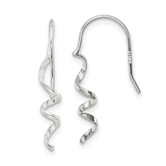 Sterling Silver Spiral Dangle Shepherd Hook Earrings