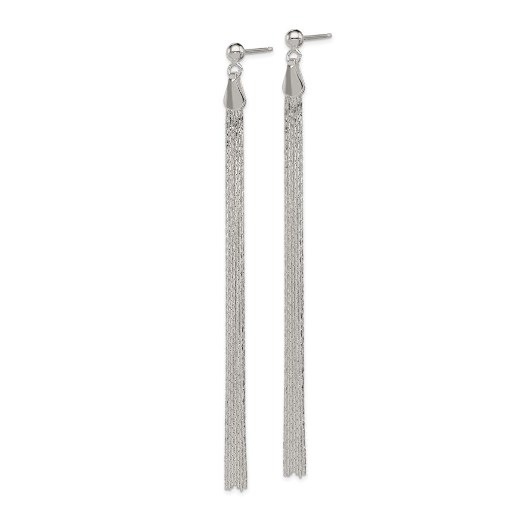 Sterling Silver Long Linear Fancy Dangle Post Earrings