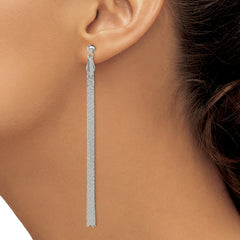 Sterling Silver Long Linear Fancy Dangle Post Earrings