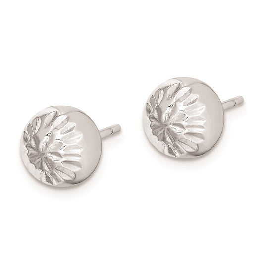 Rhodium-plated Sterling Silver Diamond-cut 8mm Ball Post Earrings