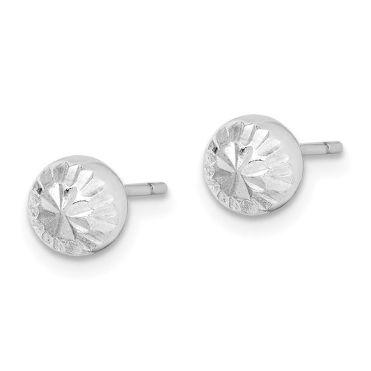 Rhodium-plated Sterling Silver Diamond-cut 6mm Ball Post Earrings