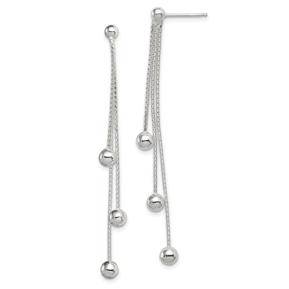 Sterling Silver Polished Bead Post Dangle Earrings