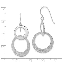 Sterling Silver Textured Polished Interlocking Circles Earrings