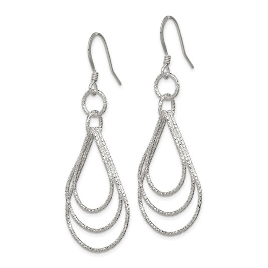 Sterling Silver Textured Shapes Dangle Earrings