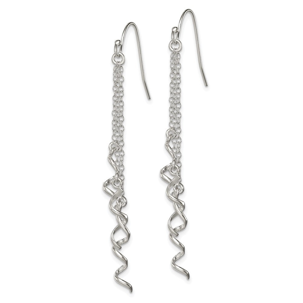 Sterling Silver Wind Chime Spirals Dangle Shepherd Hook Earrings