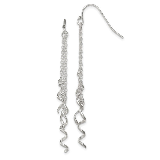 Sterling Silver Wind Chime Spirals Dangle Shepherd Hook Earrings