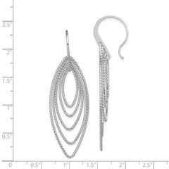 Rhodium-plated Sterling Silver Diamond-cut Oblong Dangle Earrings