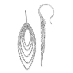 Rhodium-plated Sterling Silver Diamond-cut Oblong Dangle Earrings