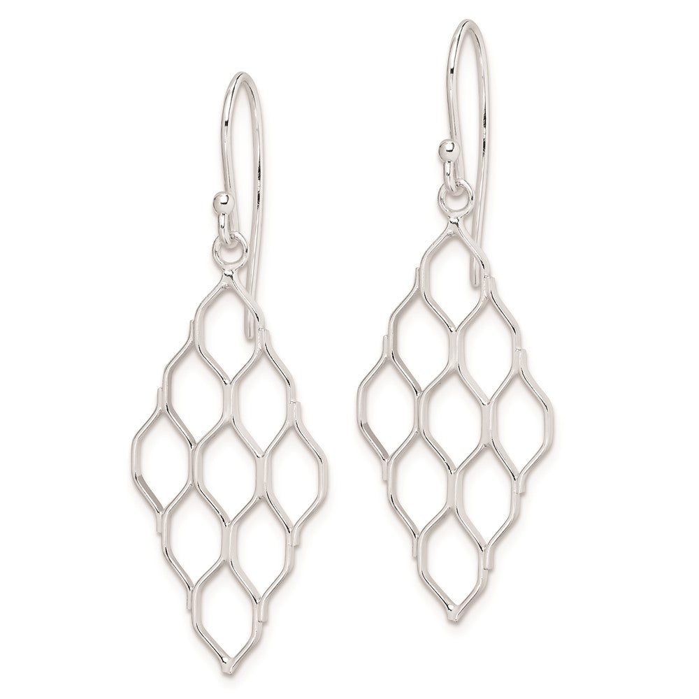 Rhodium-plated Sterling Silver Honeycomb Dangle Earrings